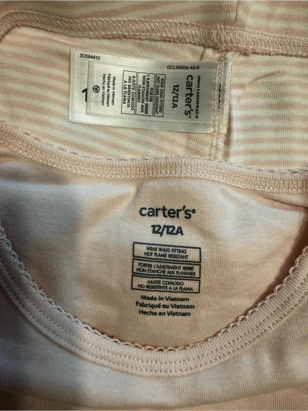 Carter's NWT Girls Snug Fitting Pink and White Unicorn 2-Pack Pajama Set Sz 12